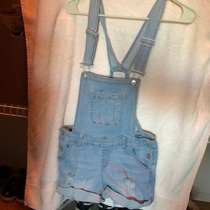 female denim overall shorts